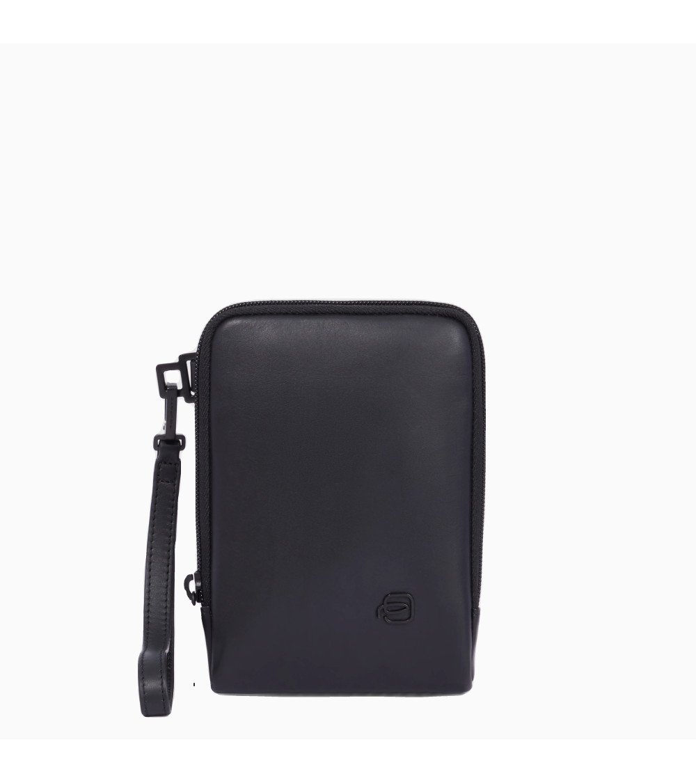 Piquadro AC6265FXPR Leather Modular Pouch | Black Crossbody Bag